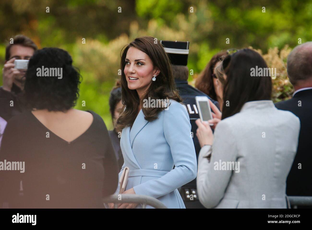 LUXEMBOURG  OUT - The Duchess of Cambridge arriving with Crown Princess Stephanie at MUDAM (Musze d'Art Moderne) during a day of visits in Luxembourg where she is attending commemorations marking the 150th anniversary 1867 Treaty of London, that confirmed the country's independence and neutrality, Luxembourg on May 11, 2017. Photo by ABACAPRESS.COM Stock Photo