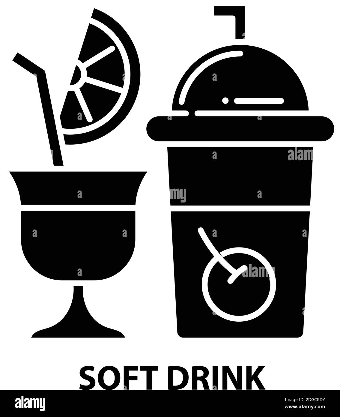 soft drink icon, black vector sign with editable strokes, concept