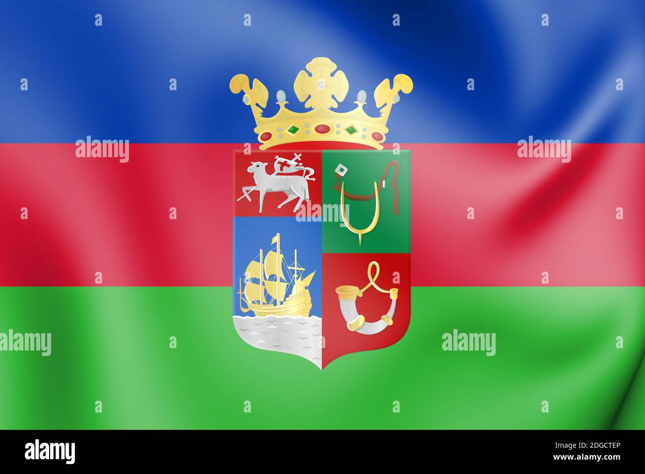 3D Flag of Hellevoetsluis (South Holland), Netherlands. 3D Illustration. Stock Photo