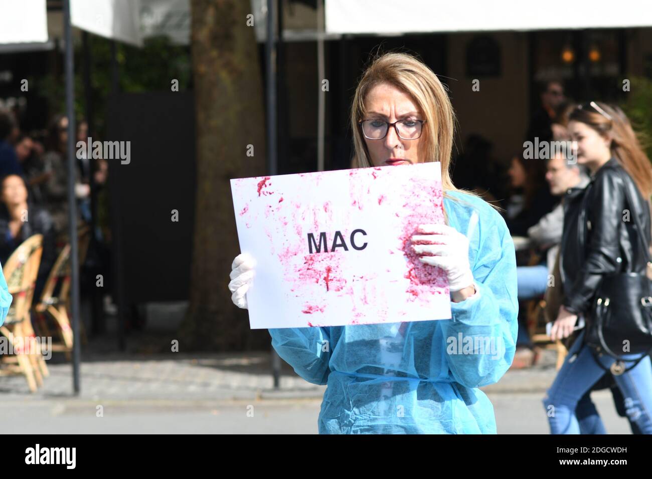 Militants protest against testing on animals in cosmetic industry