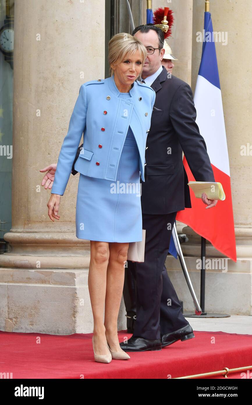 brigitte macron blue dress Long Satin A-line Dress by Cinderella Divine BD104 – ABC Fashion main image 0