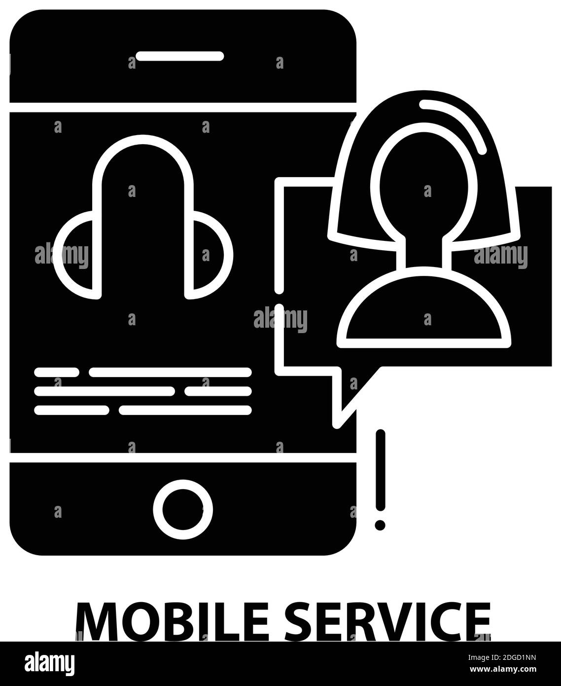 mobile service symbol icon, black vector sign with editable strokes