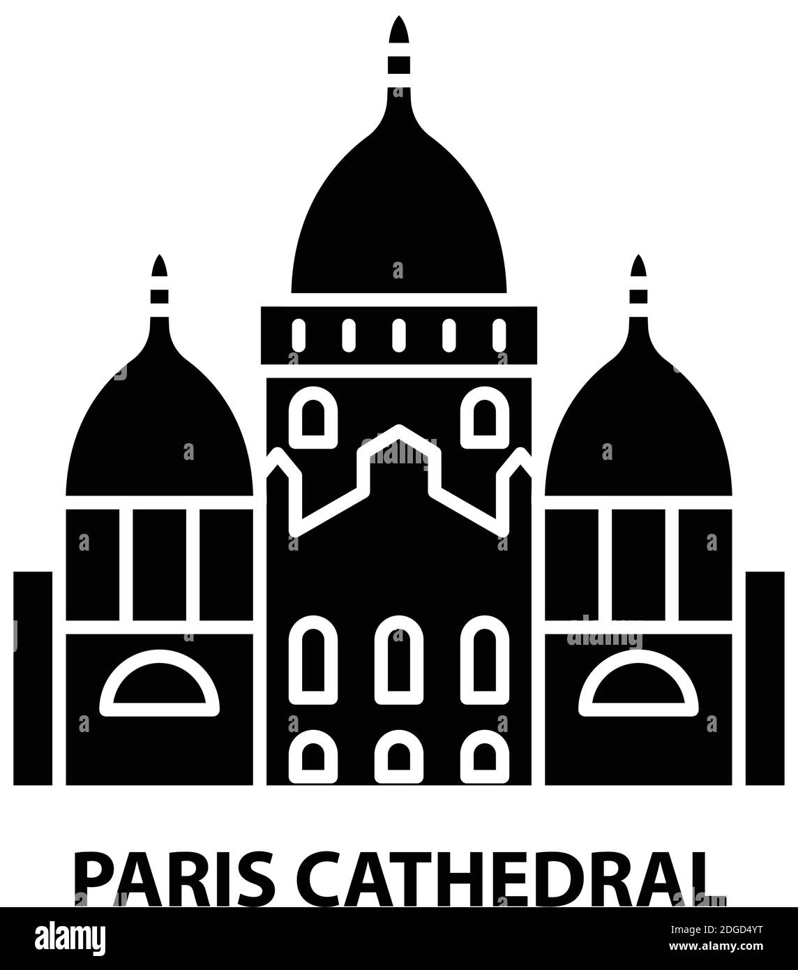 paris cathedral icon, black vector sign with editable strokes, concept illustration Stock Vector