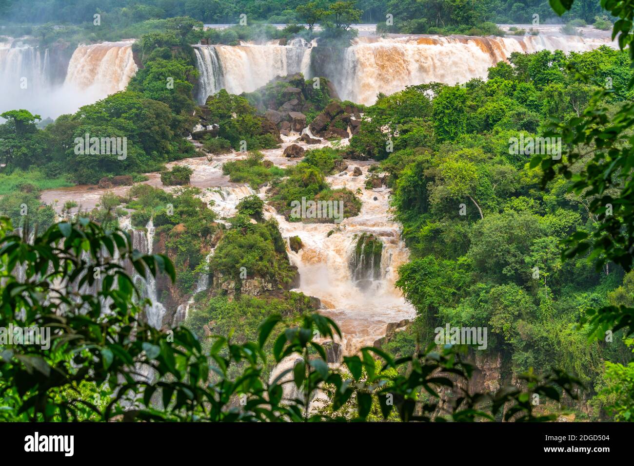 View of the famous Iguazu Falls from Brazilian side. Stock Photo
