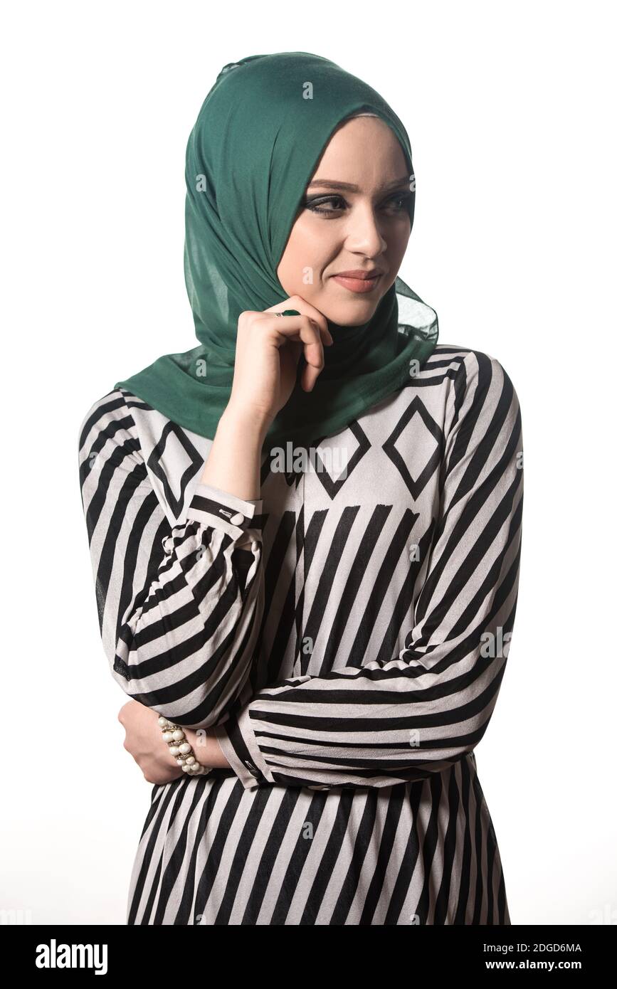 Portrait Of Young Muslim Woman - Isolated On White Background Stock ...