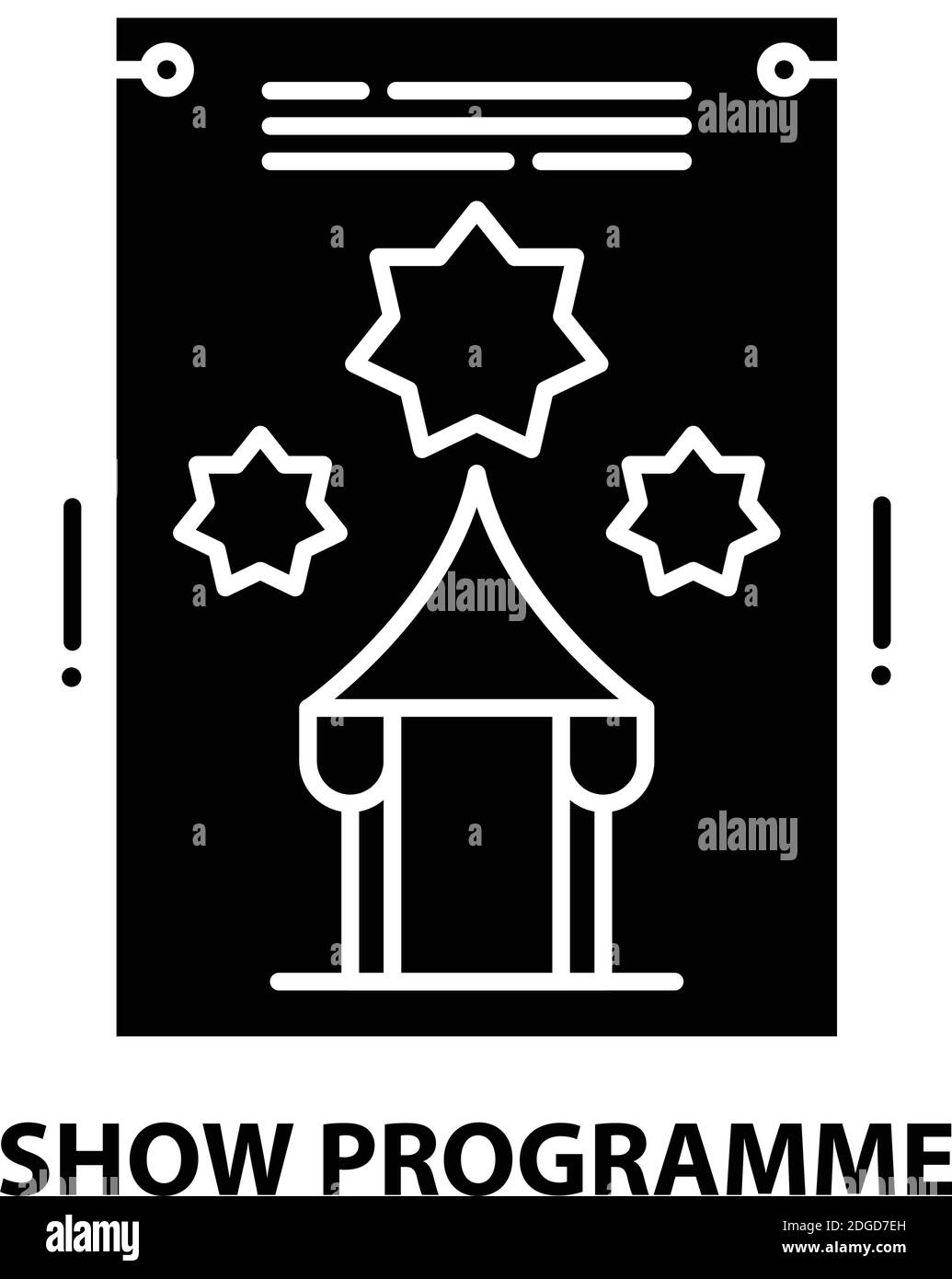 show programme icon, black vector sign with editable strokes, concept illustration Stock Vector