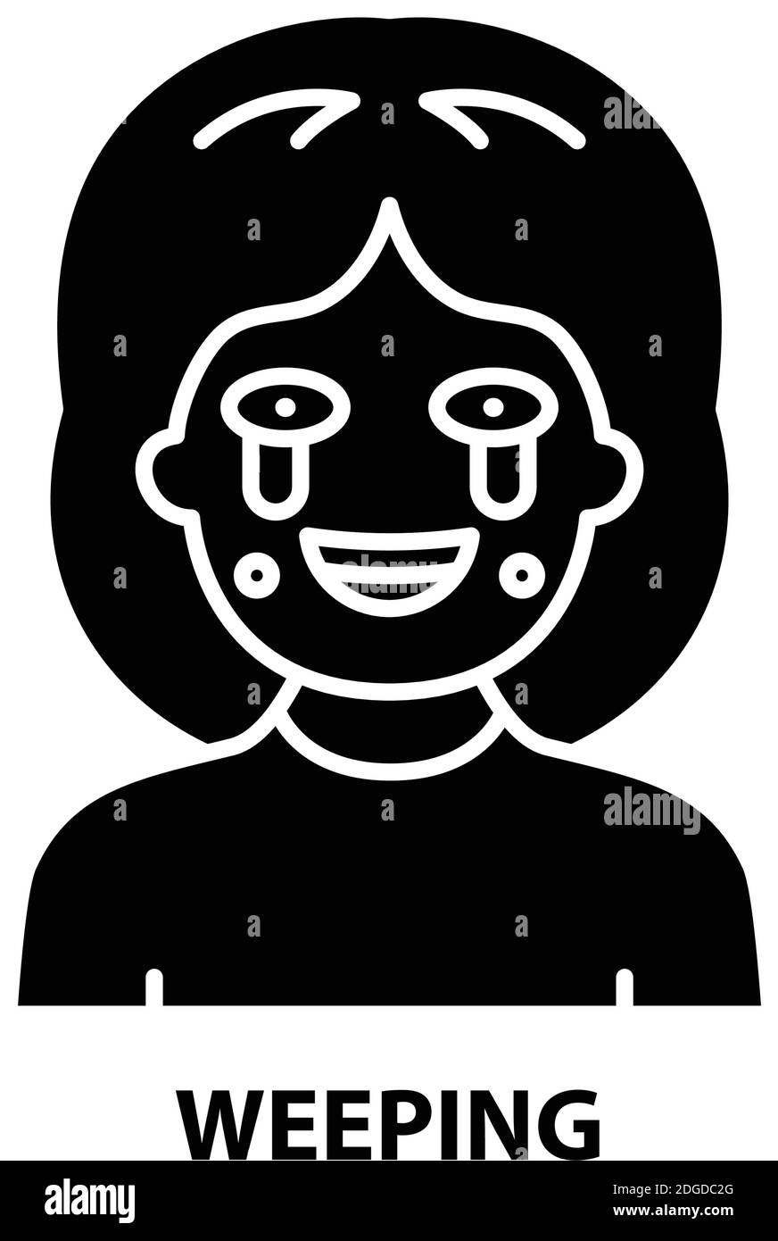 weeping icon, black vector sign with editable strokes, concept illustration Stock Vector
