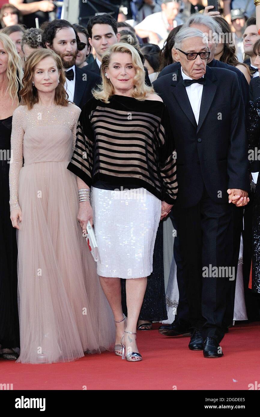 Isabelle Huppert, Catherine Deneuve and Andre Techine attending the The Killing Of A Sacred Deer screening as part of the 70th Cannes Film Festival in Cannes, France on May 22, 2017. Photo by Aurore Marechal/ABACAPRESS.COM Stock Photo