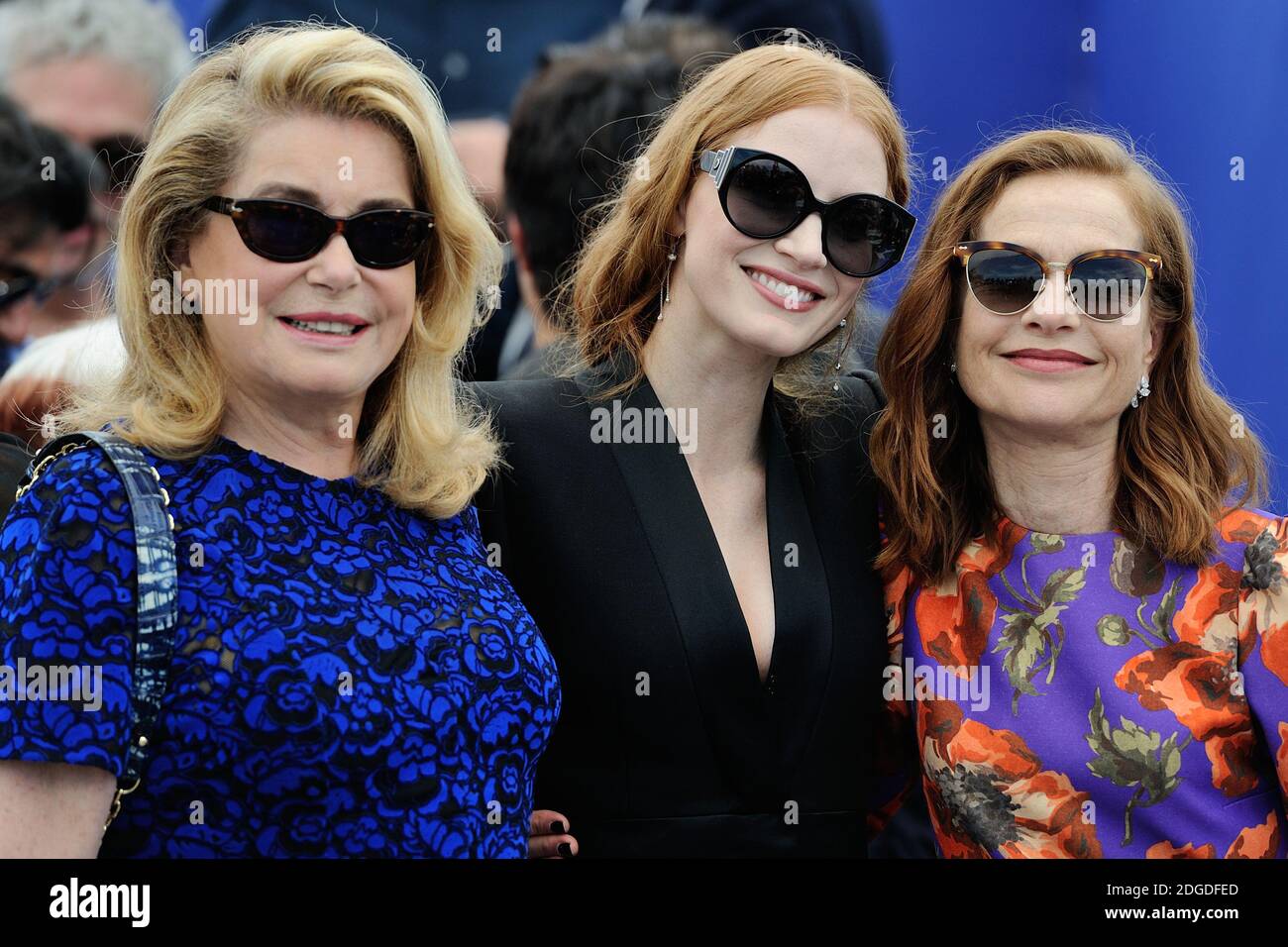 Catherine Deneuve, Jessica Chastain and Isabelle Huppert attending the 70th anniversary photocall as part of the 70th Cannes Film Festival in Cannes, France on May 23, 2017. Photo by Aurore Marechal/ABACAPRESS.COM Stock Photo