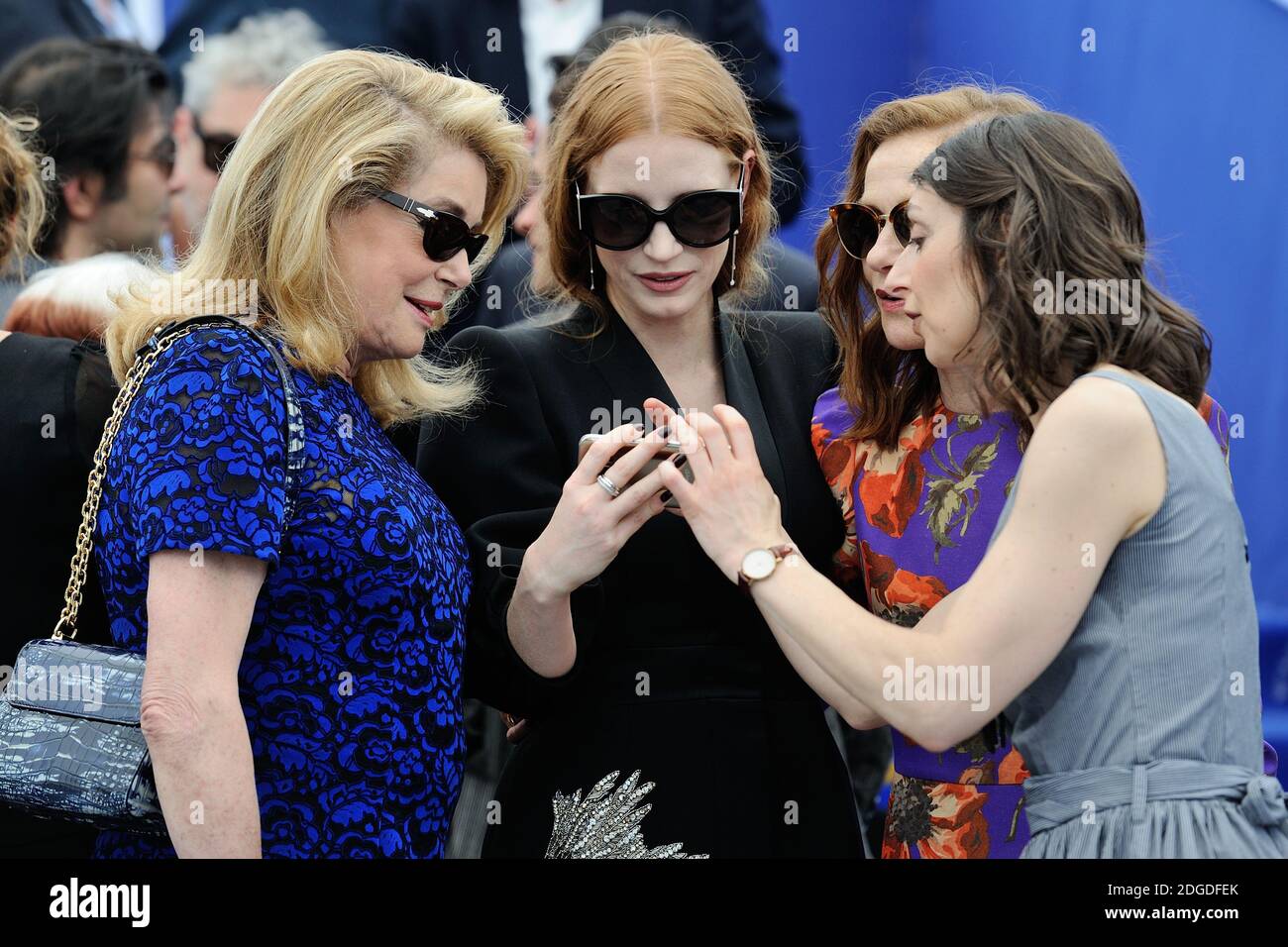 Catherine Deneuve, Jessica Chastain and Isabelle Huppert attending the 70th anniversary photocall as part of the 70th Cannes Film Festival in Cannes, France on May 23, 2017. Photo by Aurore Marechal/ABACAPRESS.COM Stock Photo