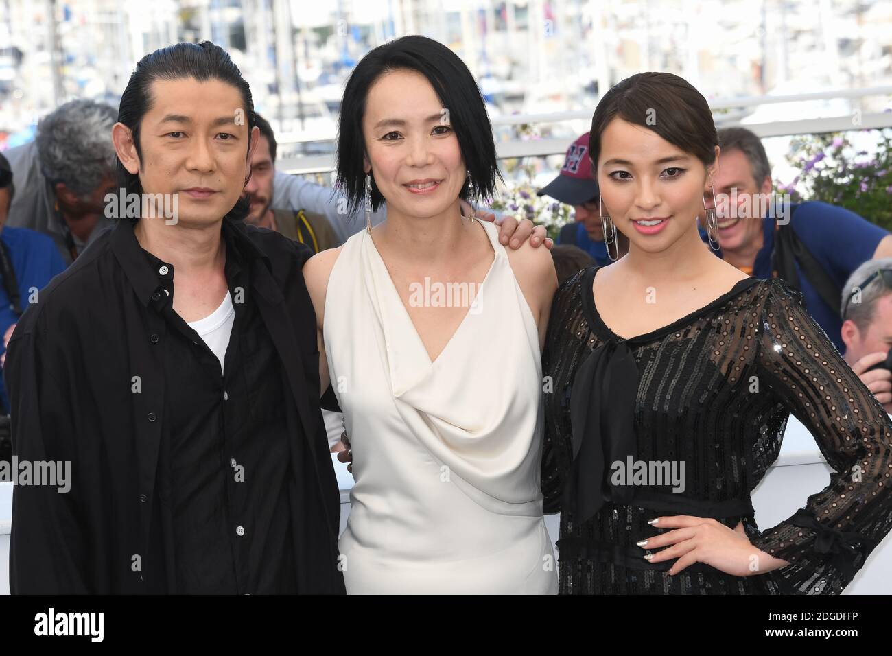 Director Naomi Kawase, Ayame Misaki and Masatoshi Nagase attending the 'Hikari (vers la lumiere) radiance' Photocall as part of the 70th Cannes Film Festival in Cannes, France on May 23, 2017. Photo by Nicolas Genin/ABACAPRESS.COM Stock Photo