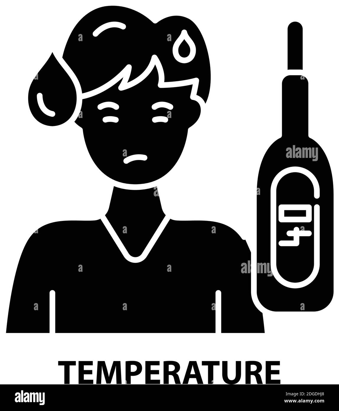 temperature icon, black vector sign with editable strokes, concept