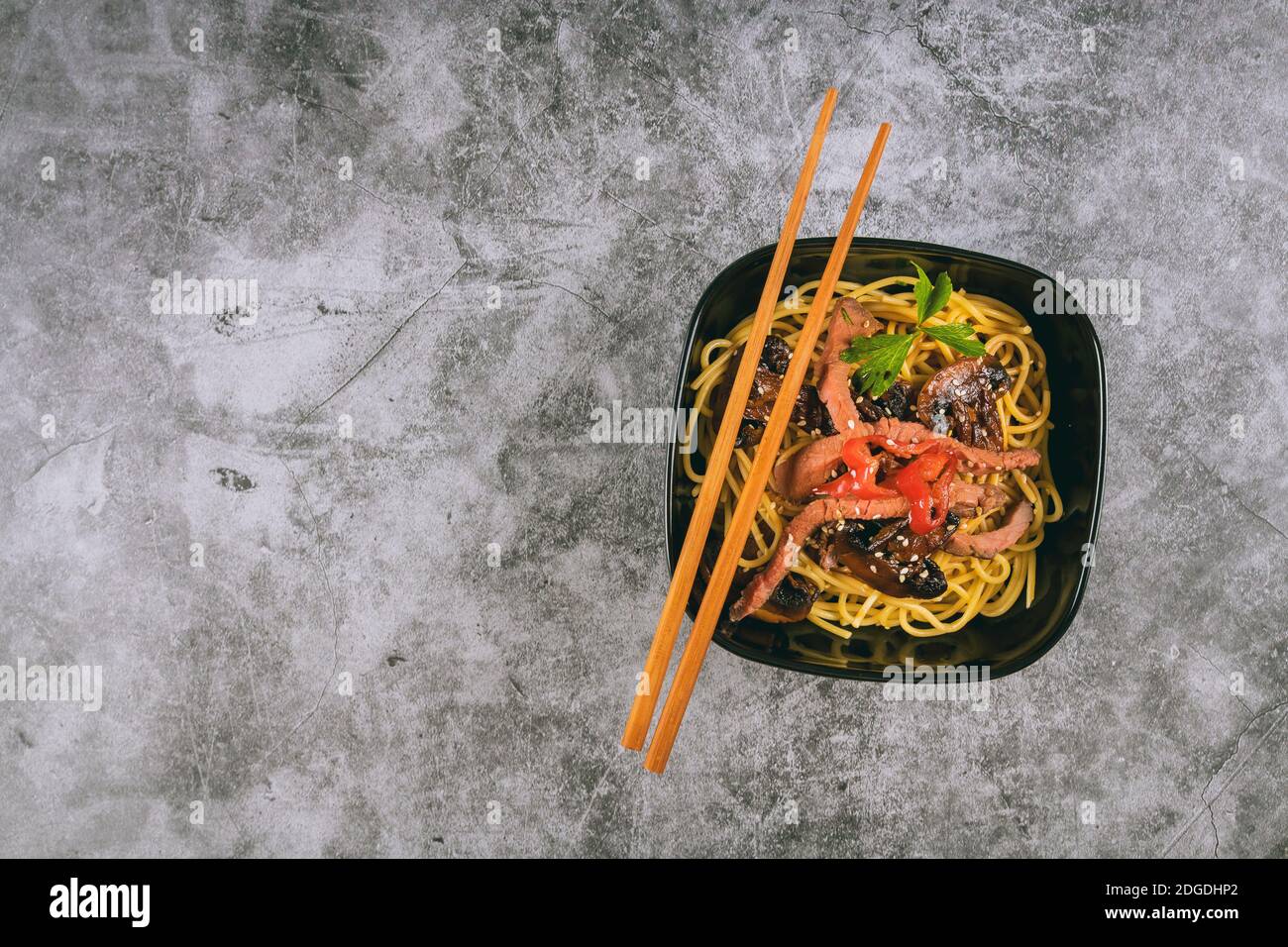 Ready soba noodles with ginger, mushrooms and soy sauce Stock Photo Alamy