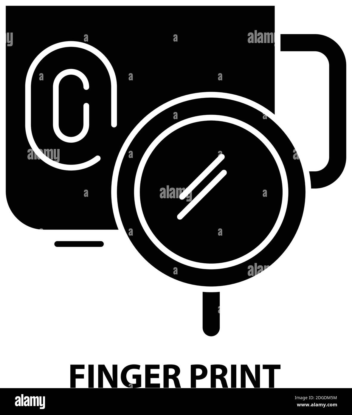 finger print icon, black vector sign with editable strokes, concept illustration Stock Vector