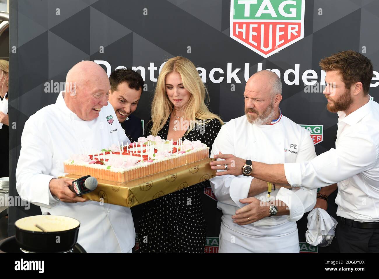 Jean Luc Biver, Chiara Ferragni, Philippe Etchebest, Chris Hemsworth  attending the Tag-Heuer Under Pressure Award event as part of the 75th  Monaco F1 Grand Prix, Monaco on May 27, 2017. Photo by