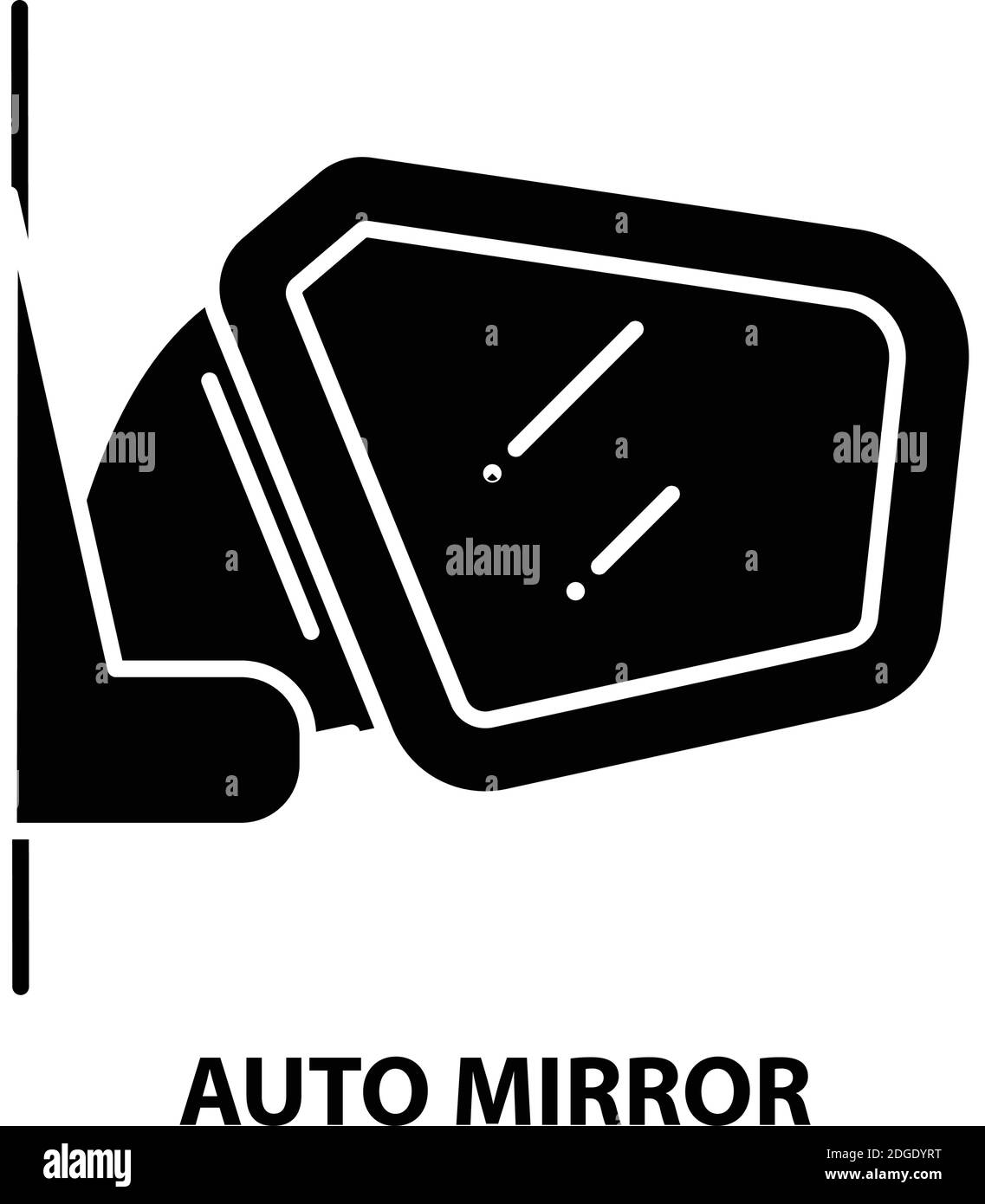 auto mirror icon, black vector sign with editable strokes, concept illustration Stock Vector