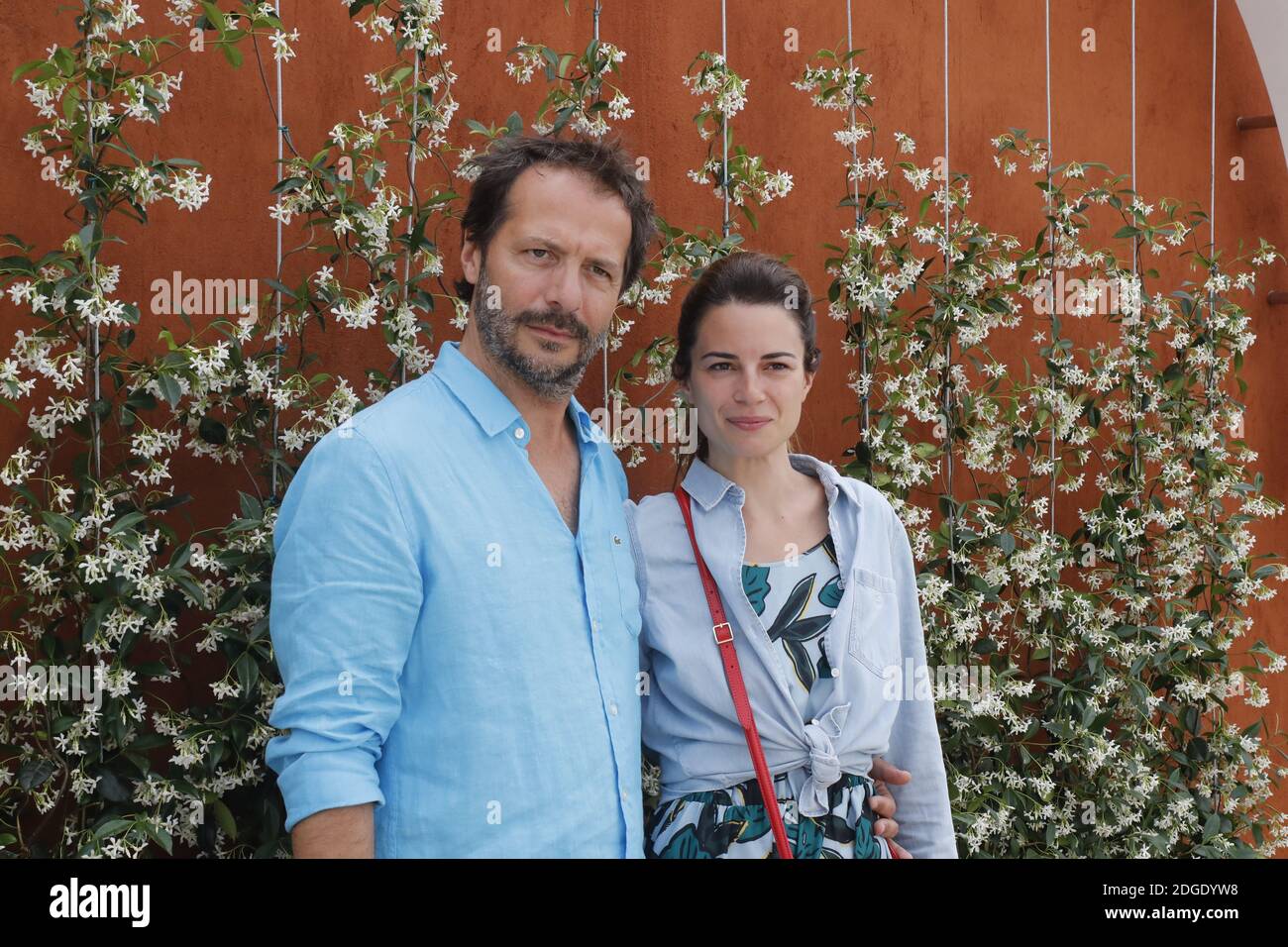 Jean-Charles Chagachbanian and Juliette Chene ("Plus belle la vie" in the  Roland-Garros Stadium VIP Village during the first day of the 2017 French  Tennis Open in Paris, France on May 28th, 2017.