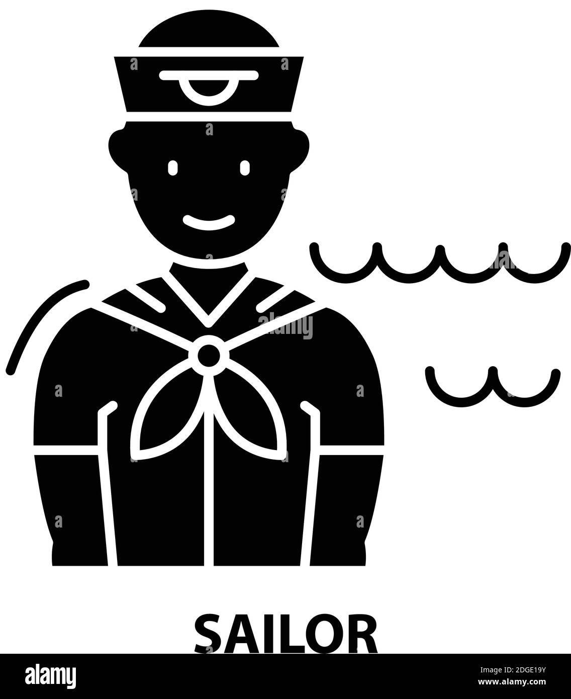 sailor symbol icon, black vector sign with editable strokes, concept