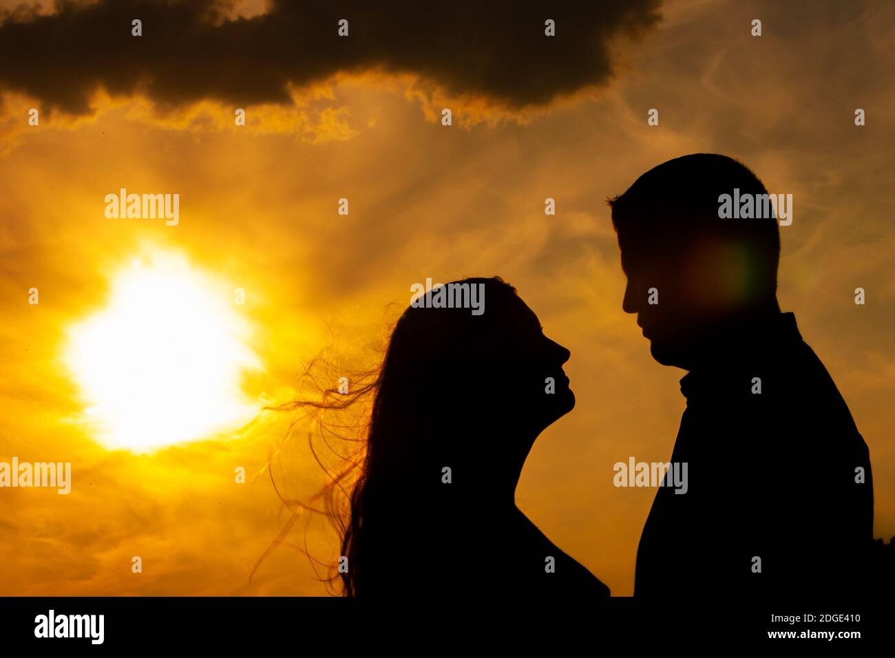 Couple in love silhouette during hi-res stock photography and images ...