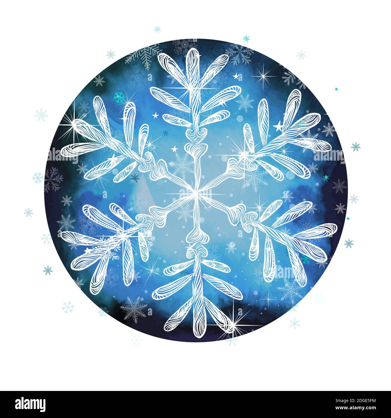 Blue picturesque snowflakes. Vector illustration Stock Vector