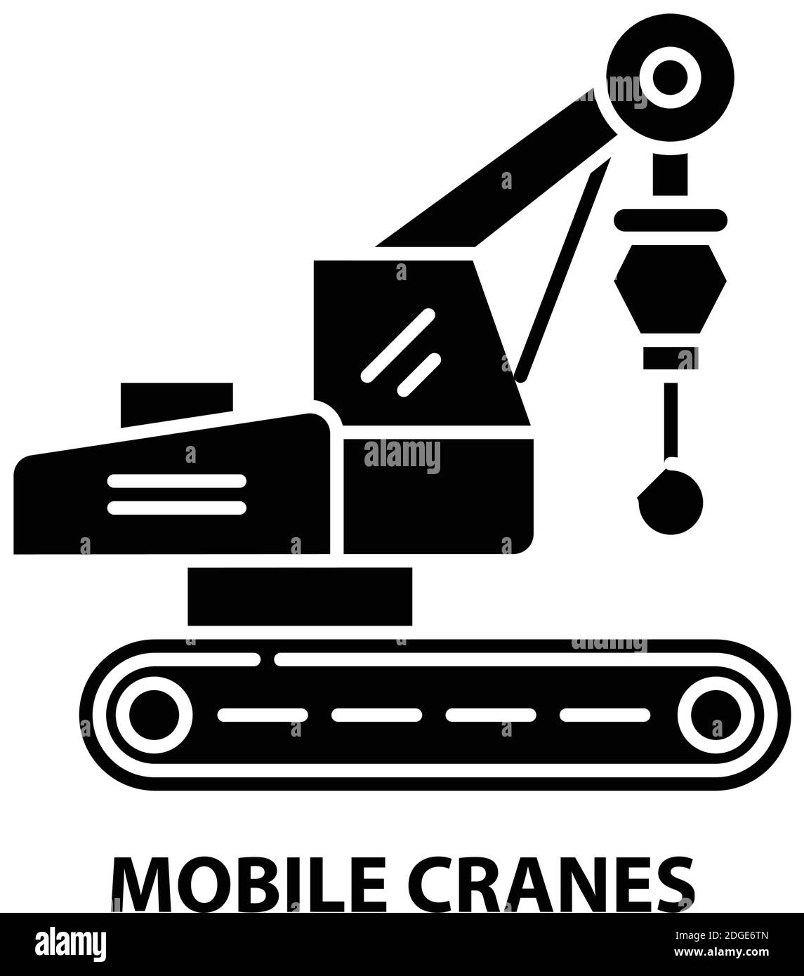 mobile cranes icon, black vector sign with editable strokes, concept illustration Stock Vector