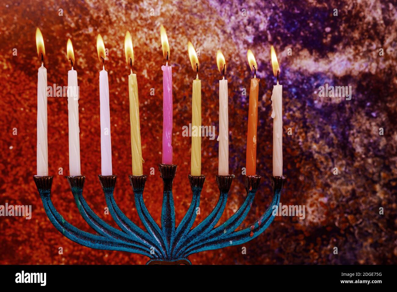 Hanukkah jewish holiday with menorah candelabra Stock Photo Alamy