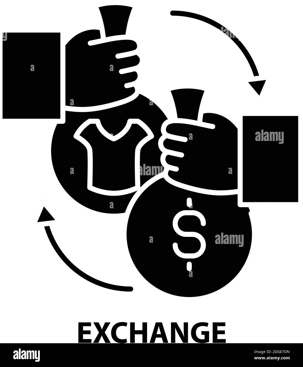 exchange icon, black vector sign with editable strokes, concept ...