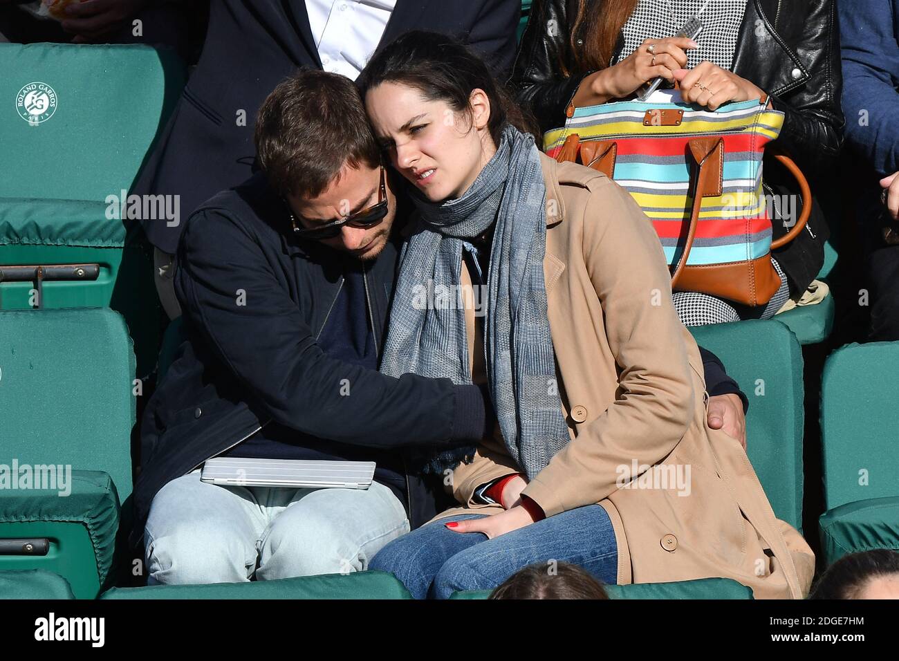 Actress Noemie Merlant and her boyfriend attend the 2017 French Tennis