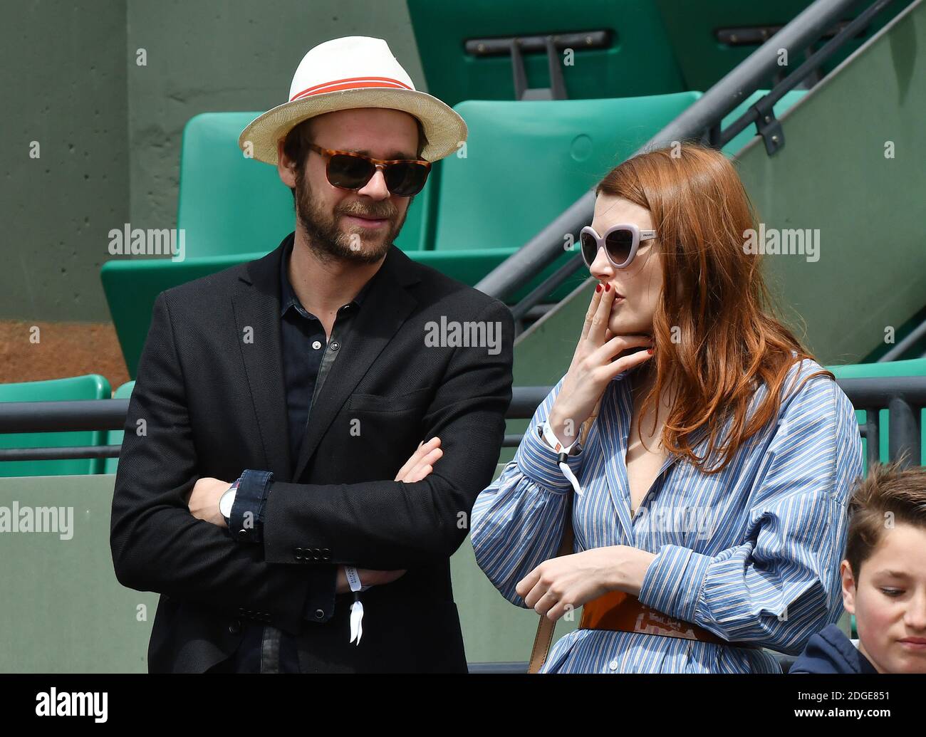 Singer Elodie Frege and her boyfriend Cyril Mokaeish attend the 2017