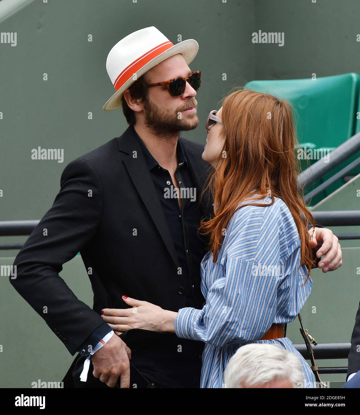 Singer Elodie Frege and her boyfriend Cyril Mokaeish attend the 2017