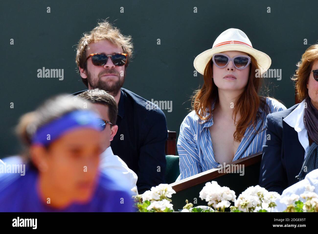 Singer Elodie Frege and her boyfriend Cyril Mokaeish attend the 2017