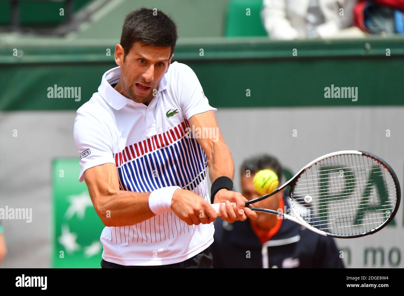 Serbian's player Novak Djokovic is beaten in the 1/4 of final of the French  Tennis Open 2017 in Roland-Garros Stadium by Austria's Dominic Thiem in  Paris, France on June 7th, 2017. Photo