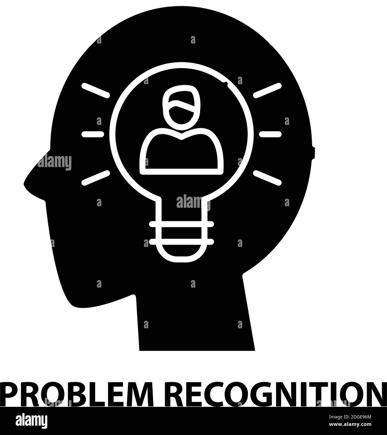 problem recognition icon, black vector sign with editable strokes ...