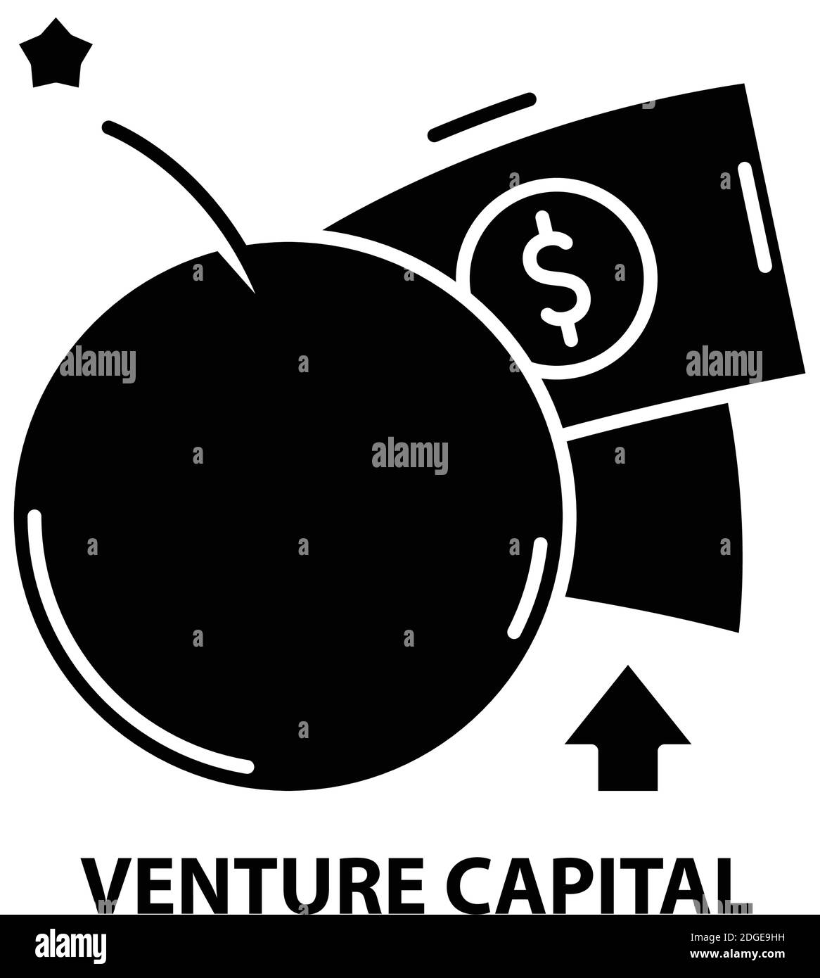 venture capital icon, black vector sign with editable strokes, concept illustration Stock Vector