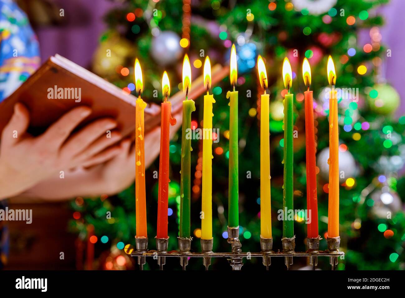 Hanukkah menorah symbol of Judaism traditional holiday Stock Photo