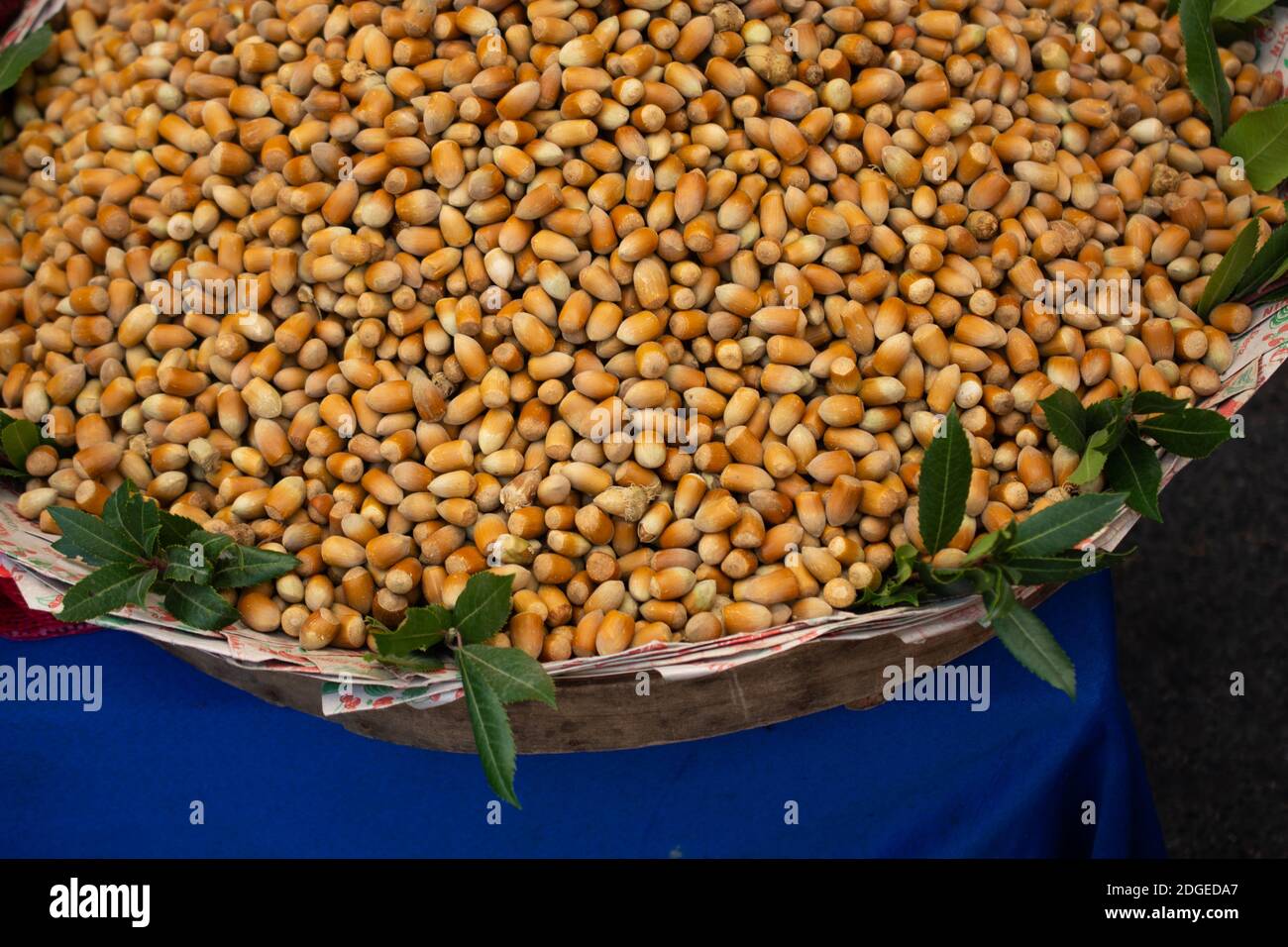 Ripe unshelled hazelnuts  as nut  background in view Stock Photo