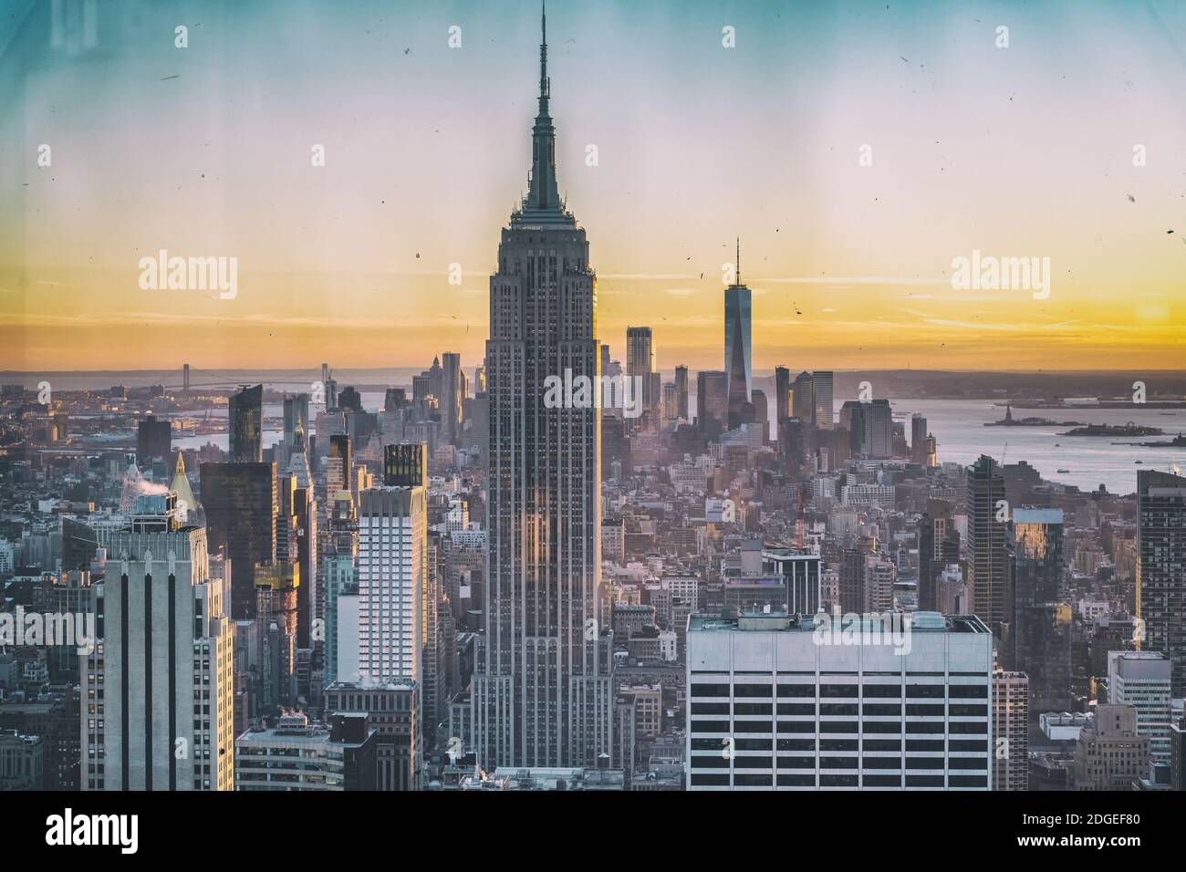 Amazing aerial view of Manhattan skyline from a vantage viewpoint Stock Photo