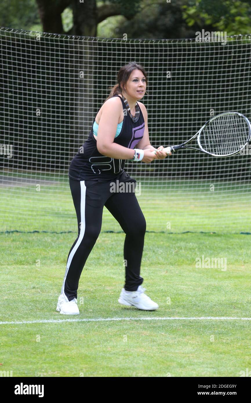 Exclusif - Marion Bartoli lors du tournoi de Tennis des 'Personnalites  engagees', sur l'unique court en Gazon Parisien, organisé par l'Ambassade  de Grande-Bretagne et le club Sport et Democratie, a l'Ambassade de