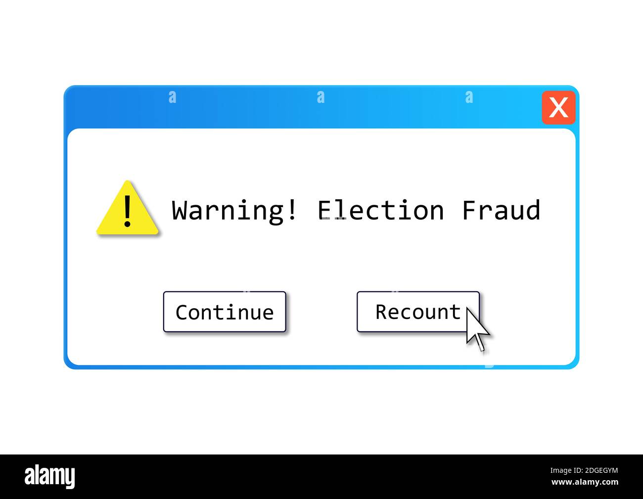 An ELECTION FRAUD text illustration about the alleged election controversy regarding computer systems, recounts and other potential forms of election Stock Photo