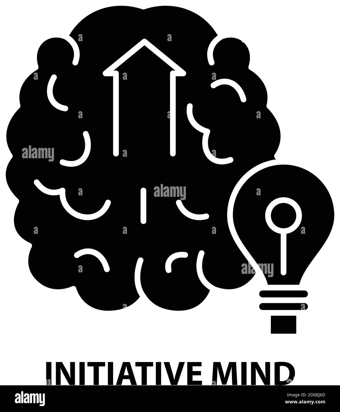 initiative mind icon, black vector sign with editable strokes, concept illustration Stock Vector