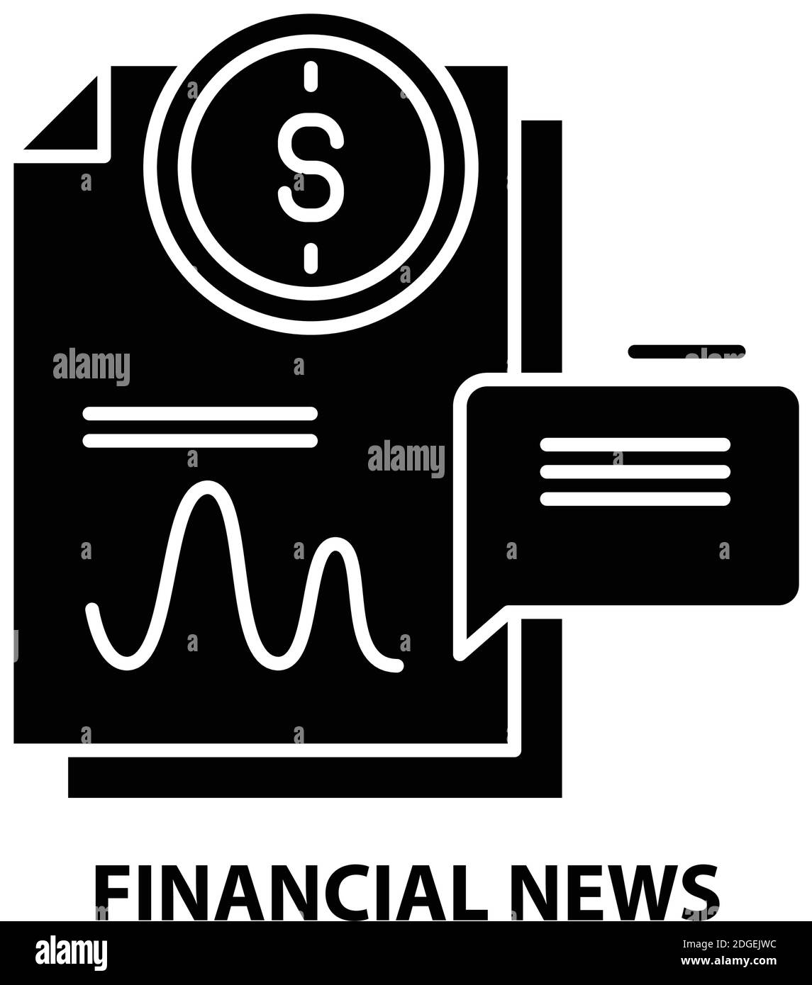 financial news symbol icon, black vector sign with editable strokes, concept illustration Stock Vector