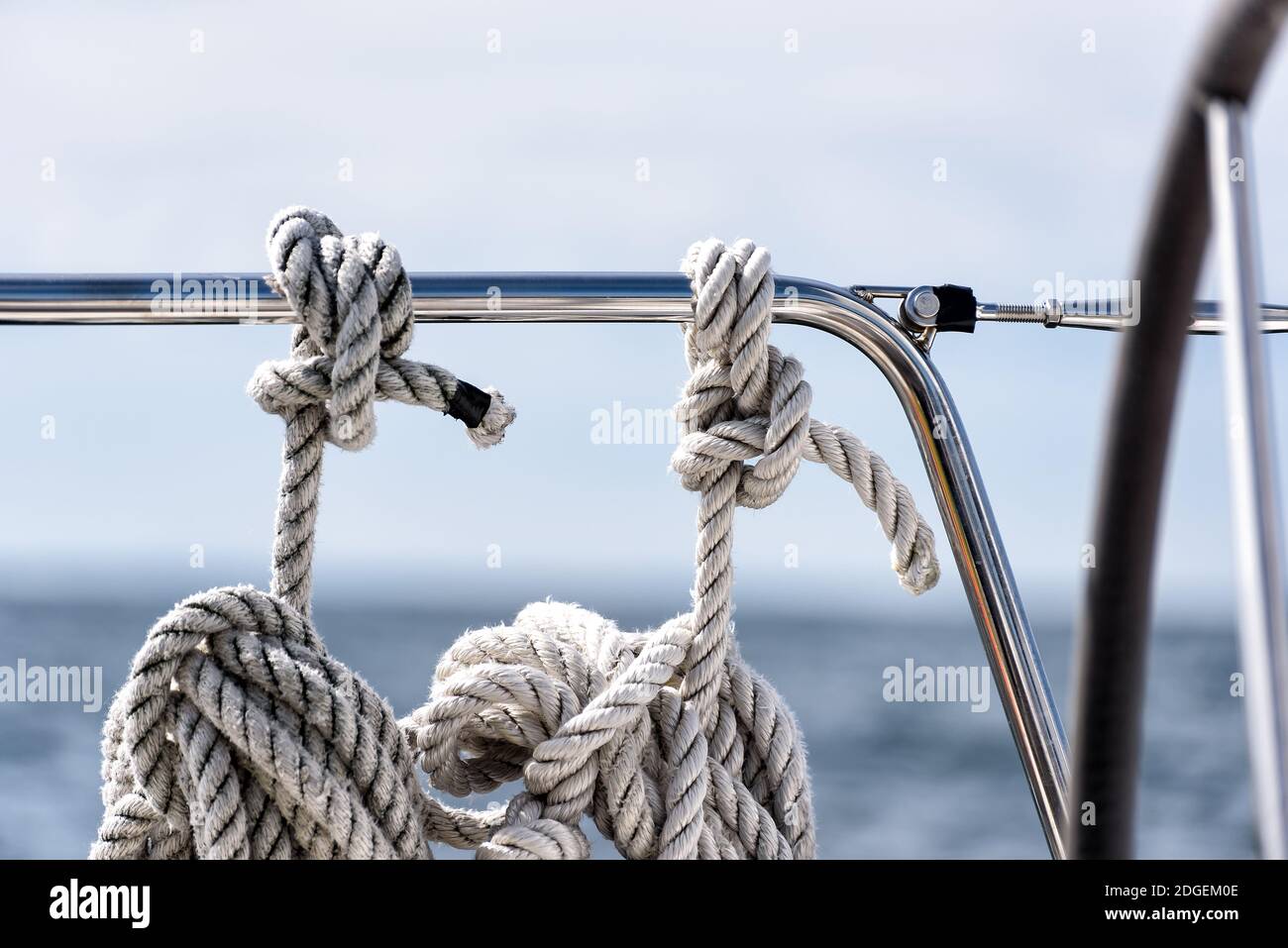 Mooring lines on a sailing yacht Stock Photo Alamy