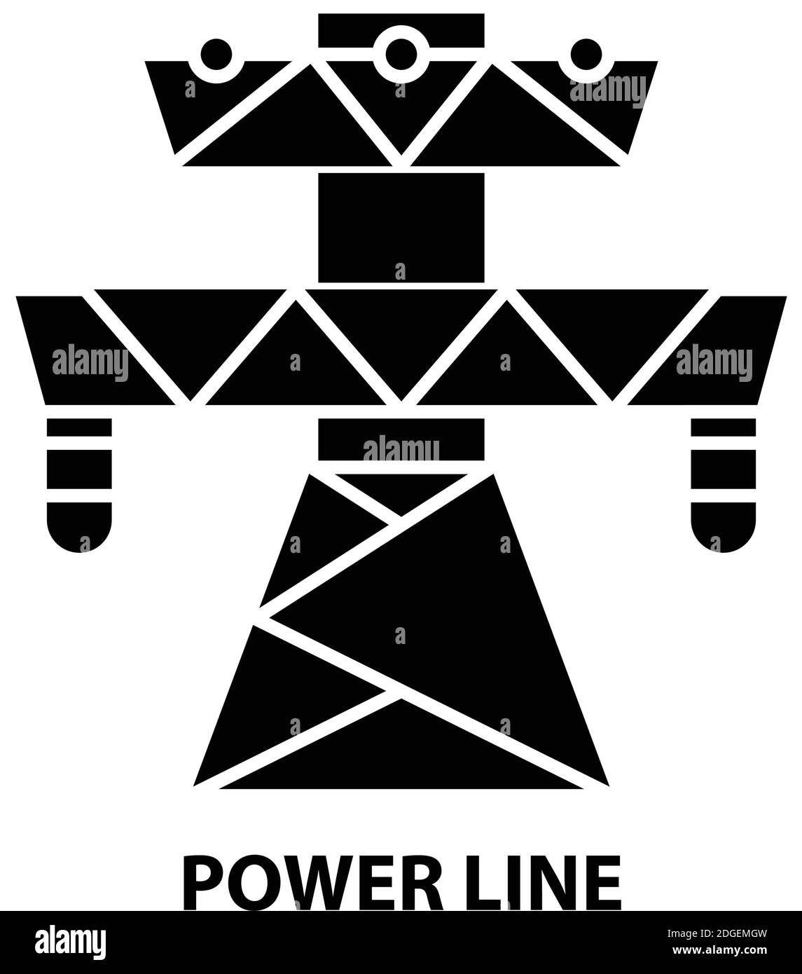 power line icon, black vector sign with editable strokes, concept illustration Stock Vector