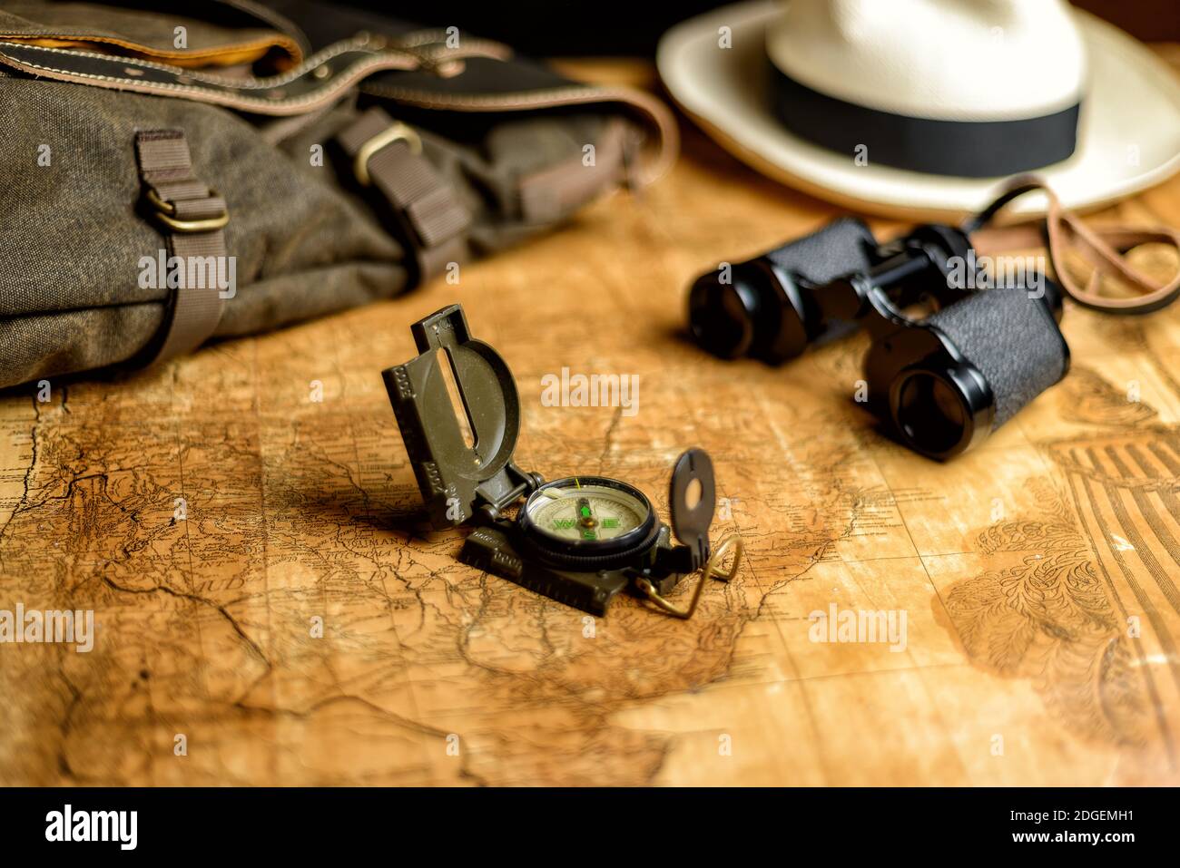 Old map with compass Stock Photo