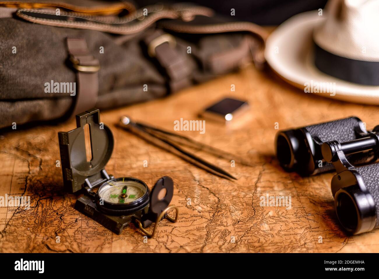 Old map with compass Stock Photo - Alamy