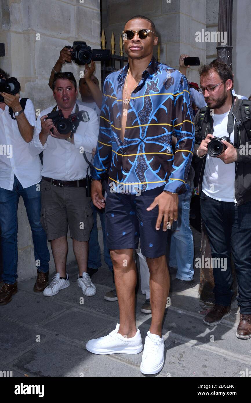 Russell Westbrook arriving at the Louis Vuitton show during the Paris ...