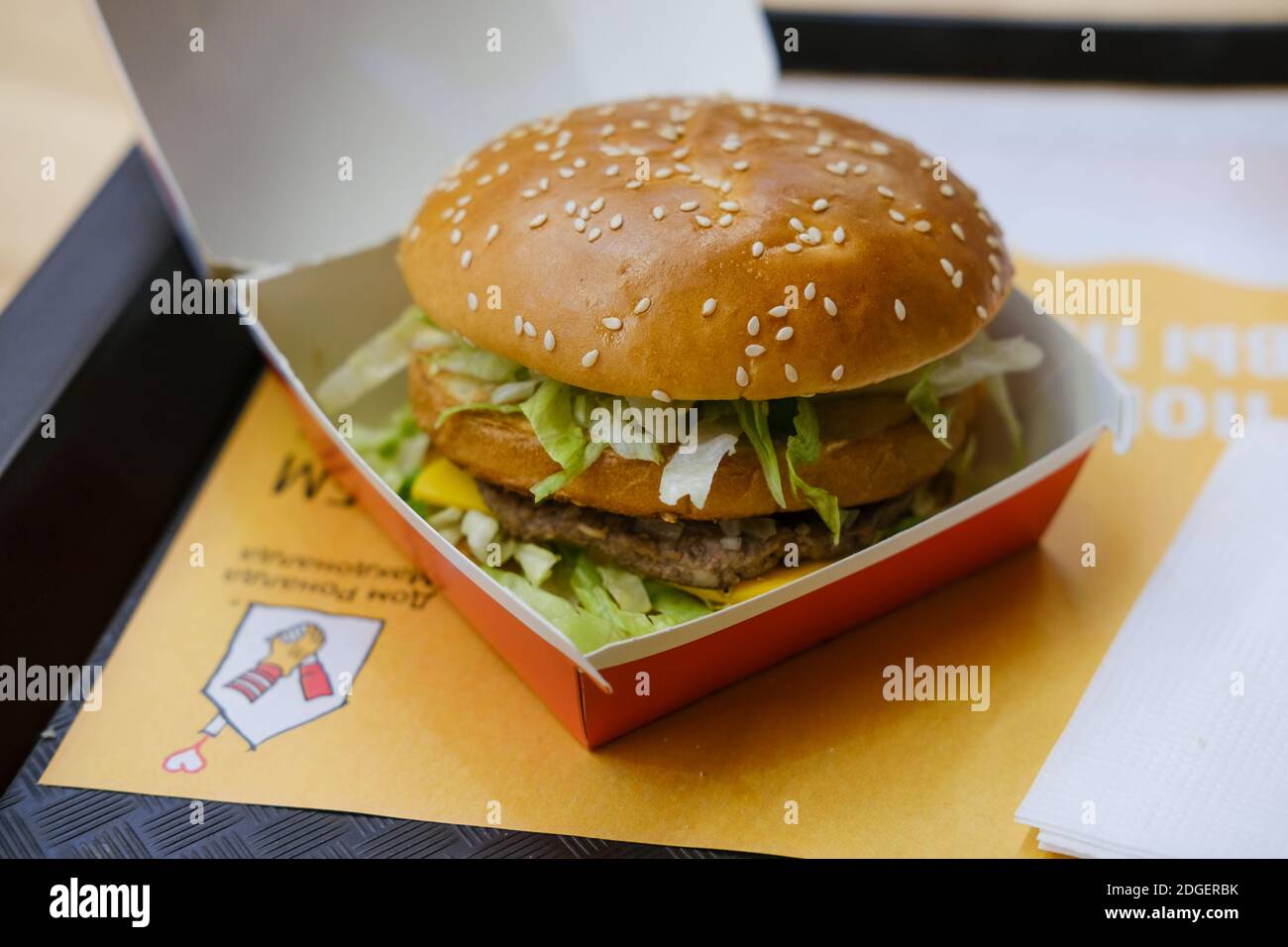 McDonalds big mac burger in fast food area of mall Stock Photo