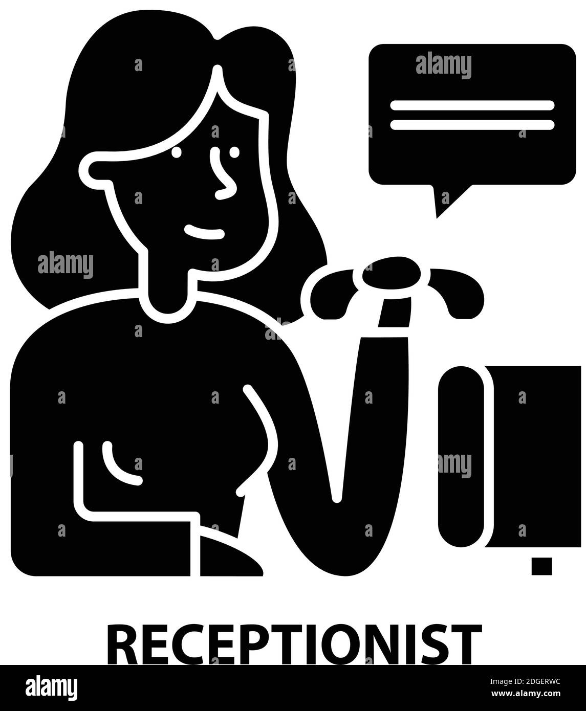 receptionist icon, black vector sign with editable strokes, concept ...