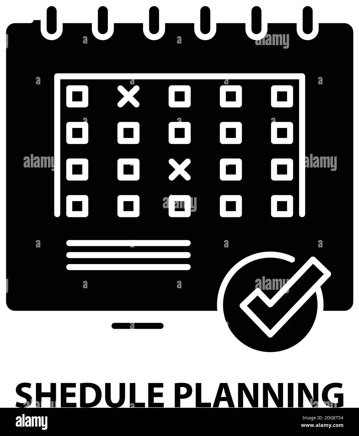 shedule planning icon, black vector sign with editable strokes, concept illustration Stock Vector