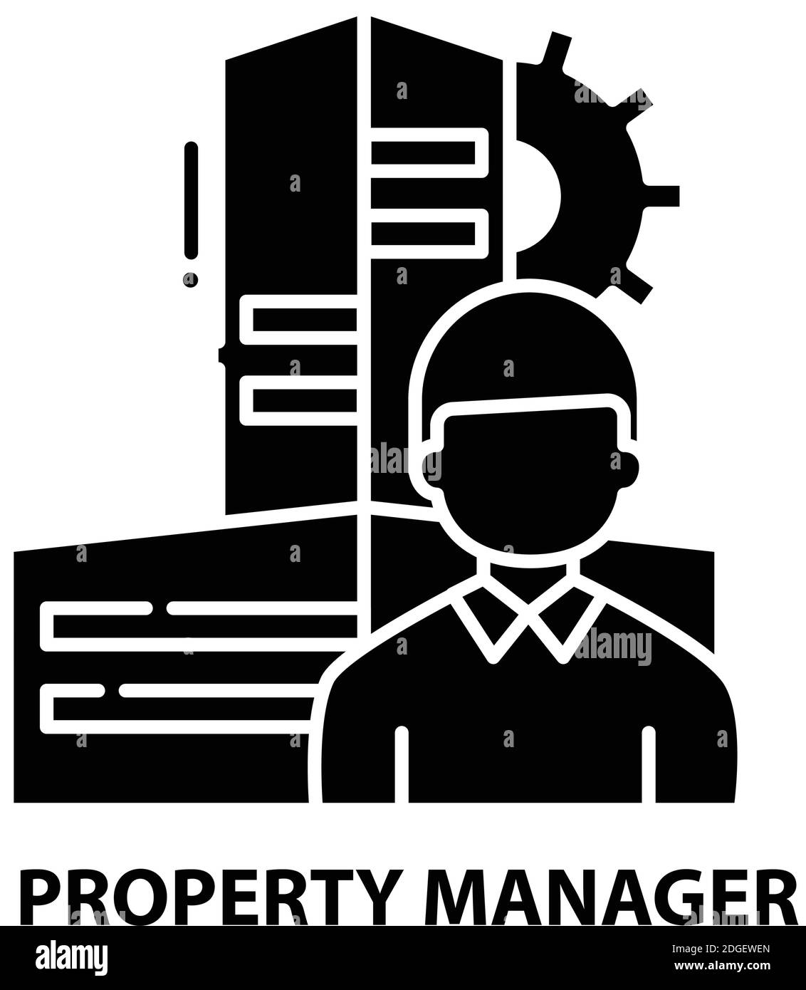 property manager icon, black vector sign with editable strokes, concept illustration Stock Vector